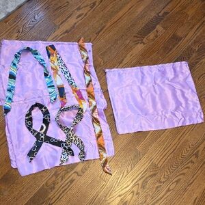 Lavender Satin Drawstring Dust Bags & Scarf Bundle